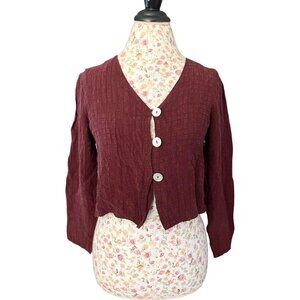 Vintage 80s Rabbit Rabbit Rabbit textured red cropped blouse. Boho style, size m